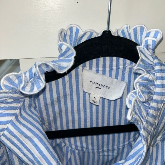 Tuckernuck Pomander Place Flirty Blue Stripe Selena Blouse Still sold on site! M - Picture 12 of 13